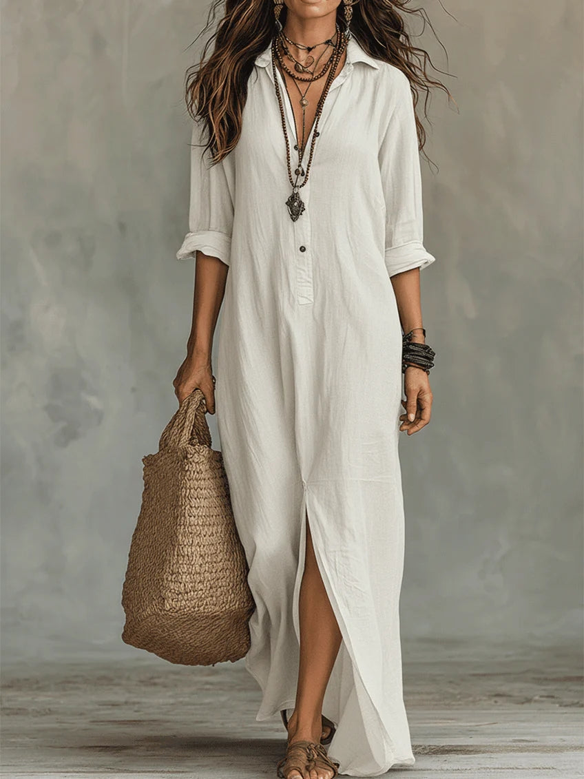 Soline | Robe Longue Noire BoutonnÃ©e