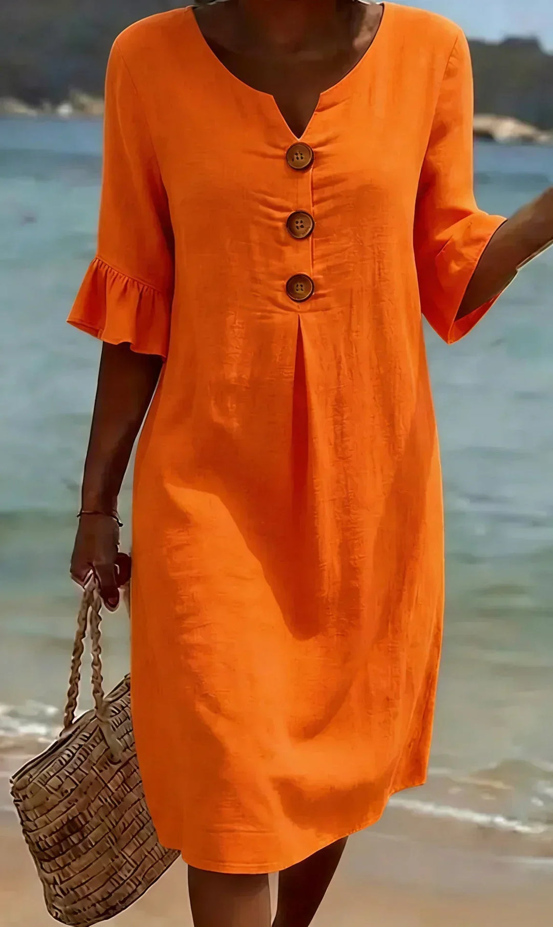 Vanesaâ„¢ | Robe TexturÃ©e Ã  Manches Bouffantes et Boutons