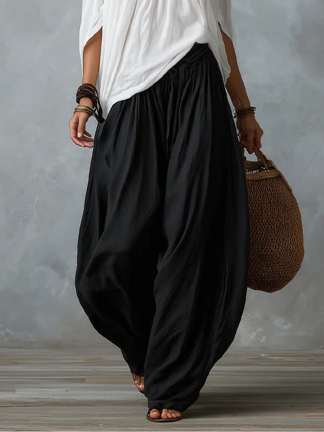 Ensemble blanc avec haut Ã©paules dÃ©nudÃ©es et pantalon style lanterne