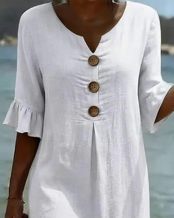 Vanesaâ„¢ | Robe TexturÃ©e Ã  Manches Bouffantes et Boutons